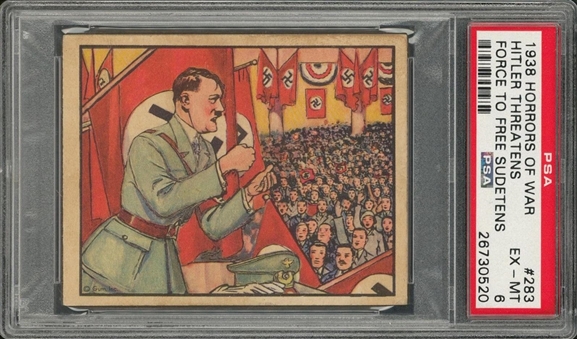 1938 R69 Gum, Inc. "Horrors of War" #283 "Hitler Threatens ... " – PSA EX-MT 6
